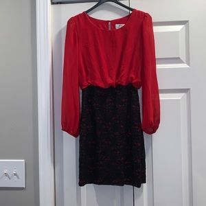 Red and Black Dress!! Sheer Sleeves and Lace Bottom. Very cute!!